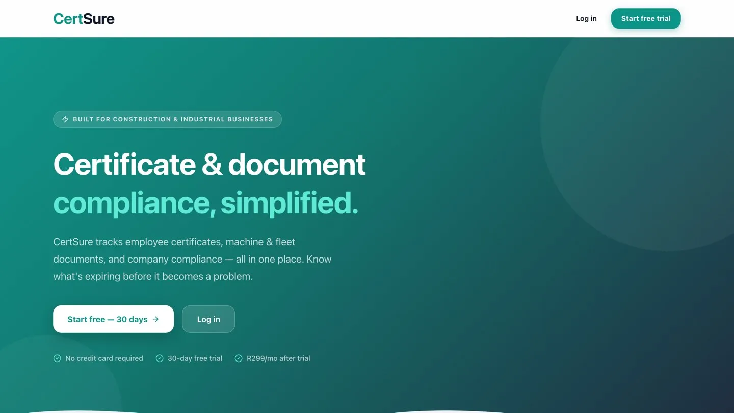 CertSure — certificate & document compliance, simplified