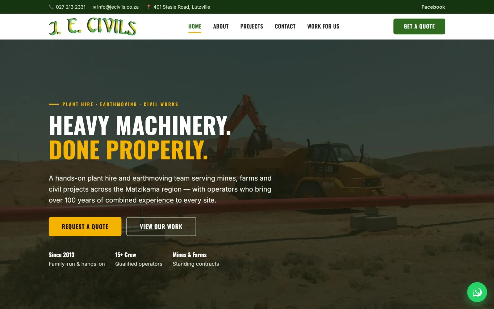 J.E. Civils — plant hire & earthmoving website rebuilt by KVZ Solutions